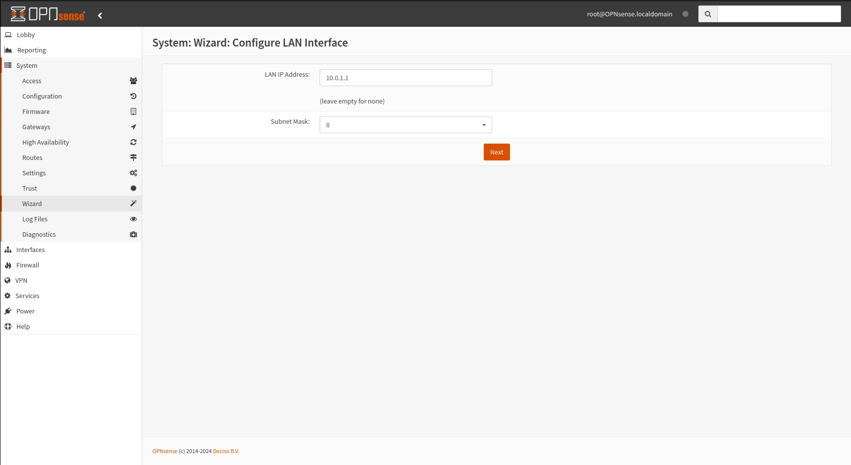 LAN interface configuration